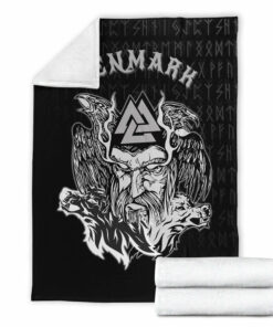 Viking Blanket Denmark Odin Viking Set Sherpa Fleece Blanket Gifts for Viking Lovers