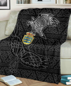 Viking Blanket Denmark Raven Viking Set Sherpa Fleece Blanket Gifts for Viking Lovers