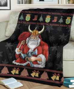 Viking Blanket Denmark Santa Viking Sherpa Fleece Blanket Gifts for Viking Lovers