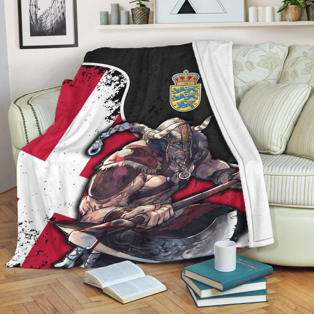 Viking Blanket Denmark Warrior Brush Style Sherpa Fleece Blanket Gifts for Viking Lovers