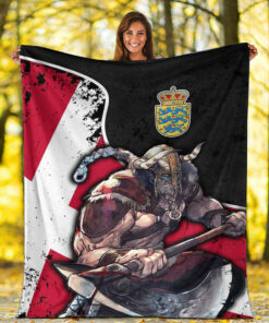 Viking Blanket Denmark Warrior Brush Style Sherpa Fleece Blanket Gifts for Viking Lovers