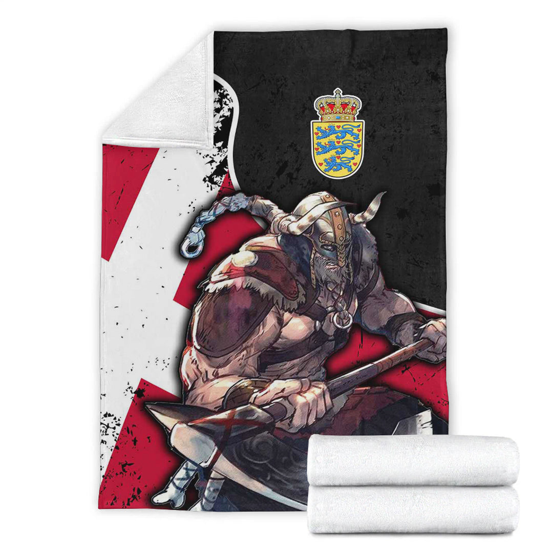 Viking Blanket Denmark Warrior Brush Style Sherpa Fleece Blanket Gifts for Viking Lovers