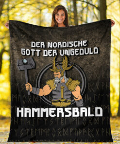 Viking Blanket Der Nordische Gott Der Ungeduld Hammersbald Sherpa Fleece Blanket Gifts for Viking Lovers