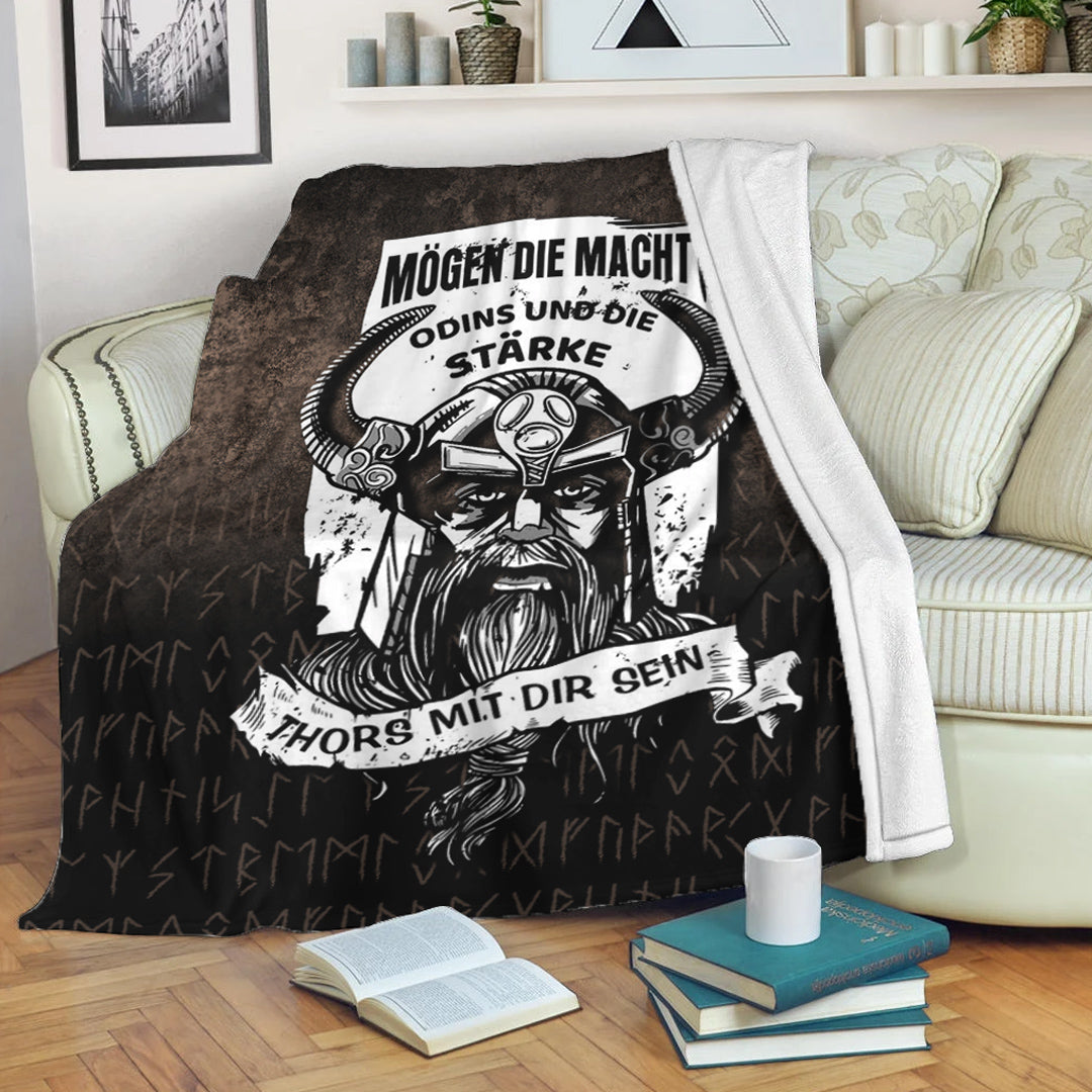 Viking Blanket Die Macht Odins Wikinger Walhalla Sherpa Fleece Blanket Gifts for Viking Lovers