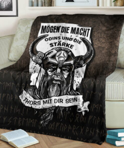 Viking Blanket Die Macht Odins Wikinger Walhalla Sherpa Fleece Blanket Gifts for Viking Lovers