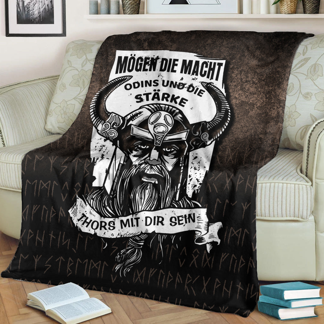 Viking Blanket Die Macht Odins Wikinger Walhalla Sherpa Fleece Blanket Gifts for Viking Lovers