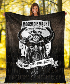 Viking Blanket Die Macht Odins Wikinger Walhalla Sherpa Fleece Blanket Gifts for Viking Lovers