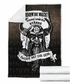 Viking Blanket Die Macht Odins Wikinger Walhalla Sherpa Fleece Blanket Gifts for Viking Lovers