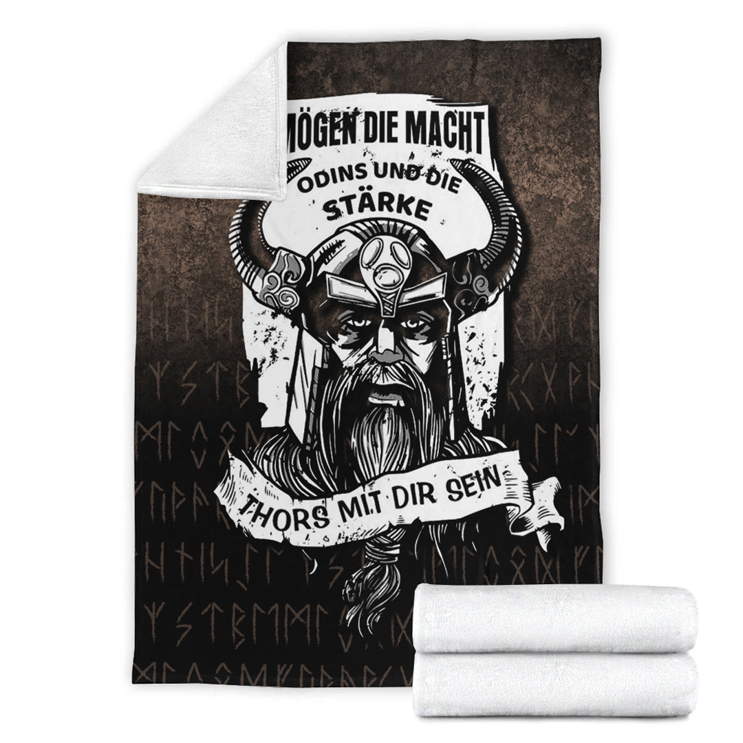 Viking Blanket Die Macht Odins Wikinger Walhalla Sherpa Fleece Blanket Gifts for Viking Lovers