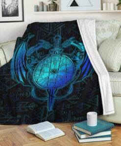 Viking Blanket Dragon Viking Set Sherpa Fleece Blanket Gifts for Viking Lovers