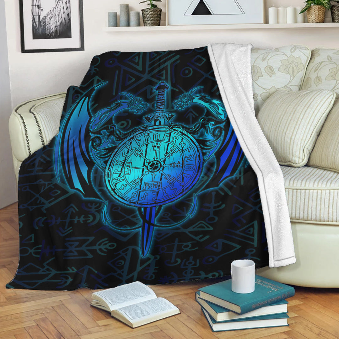 Viking Blanket Dragon Viking Set Sherpa Fleece Blanket Gifts for Viking Lovers