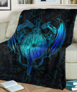 Viking Blanket Dragon Viking Set Sherpa Fleece Blanket Gifts for Viking Lovers