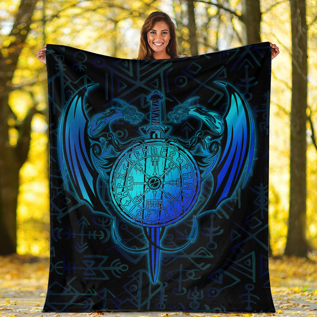Viking Blanket Dragon Viking Set Sherpa Fleece Blanket Gifts for Viking Lovers
