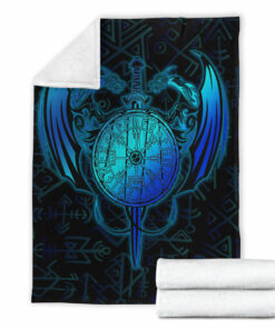 Viking Blanket Dragon Viking Set Sherpa Fleece Blanket Gifts for Viking Lovers