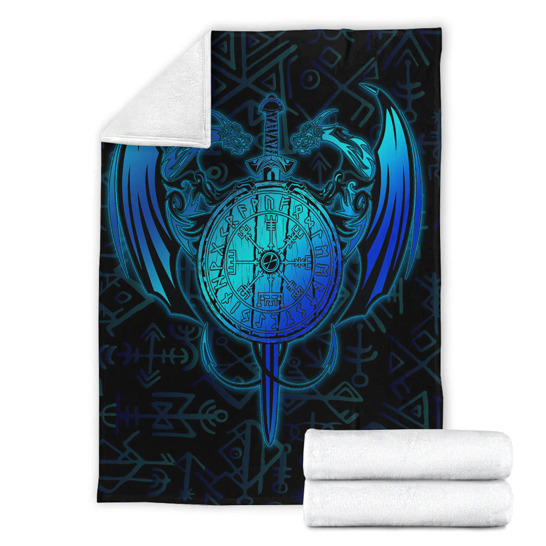 Viking Blanket Dragon Viking Set Sherpa Fleece Blanket Gifts for Viking Lovers