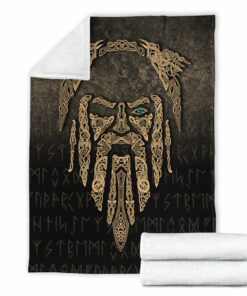 Viking Blanket Eye of Odin Gold Version Sherpa Fleece Blanket Gifts for Viking Lovers