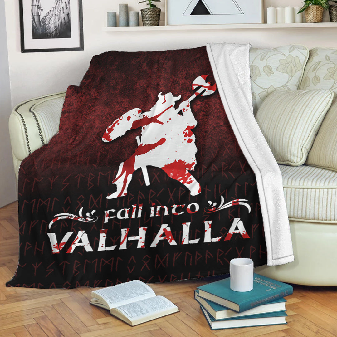 Viking Blanket Fall Into Valhalla Sherpa Fleece Blanket Gifts for Viking Lovers