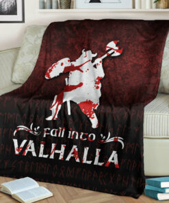 Viking Blanket Fall Into Valhalla Sherpa Fleece Blanket Gifts for Viking Lovers