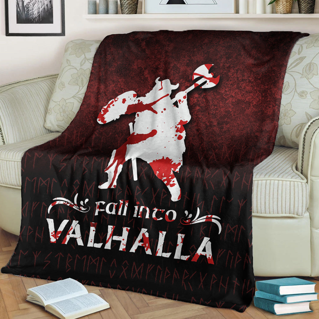 Viking Blanket Fall Into Valhalla Sherpa Fleece Blanket Gifts for Viking Lovers