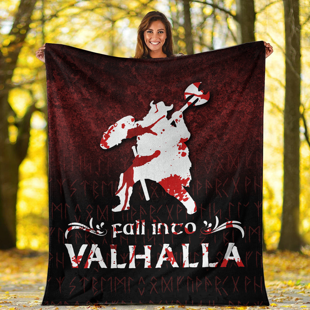 Viking Blanket Fall Into Valhalla Sherpa Fleece Blanket Gifts for Viking Lovers