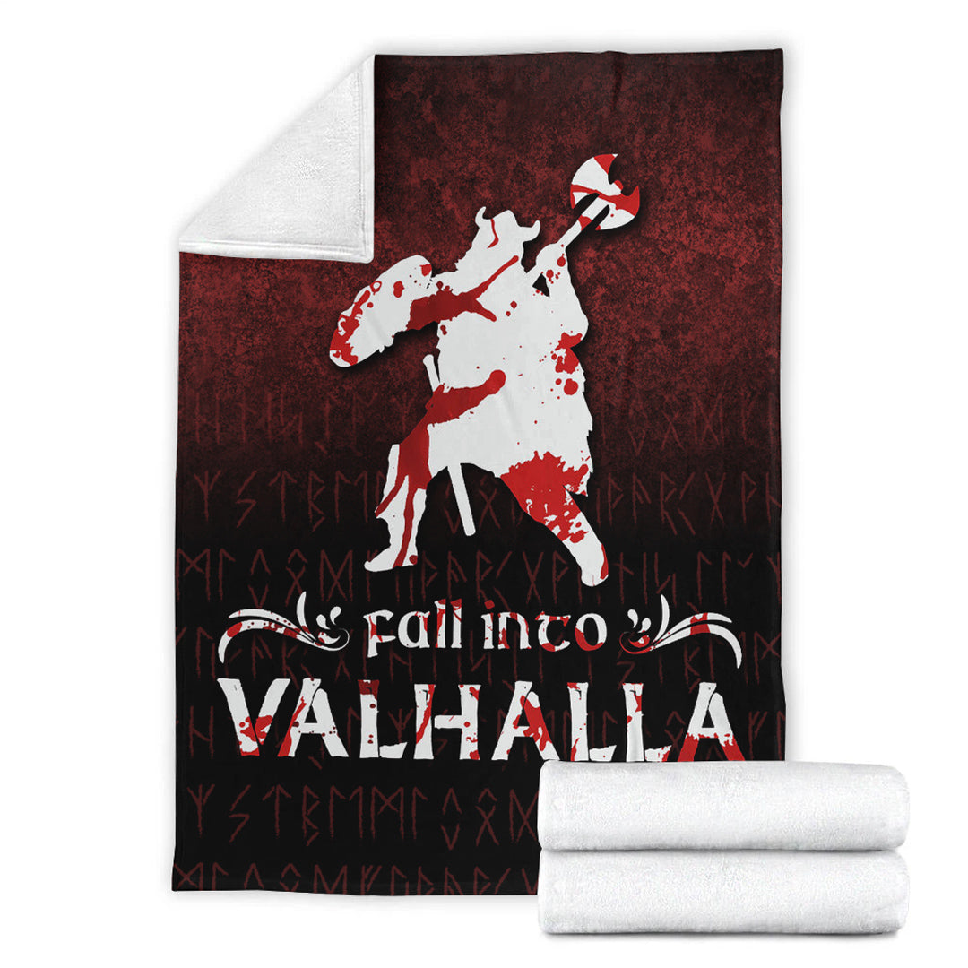 Viking Blanket Fall Into Valhalla Sherpa Fleece Blanket Gifts for Viking Lovers