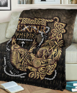 Viking Blanket Fenrir Ragnarok Viking Monster Wolf Sherpa Fleece Blanket Gifts for Viking Lovers