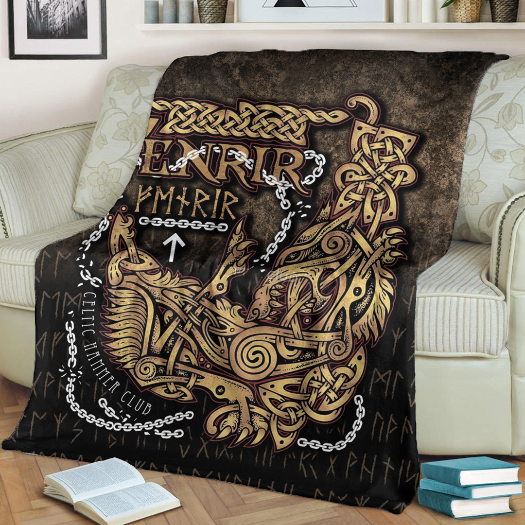 Viking Blanket Fenrir Ragnarok Viking Monster Wolf Sherpa Fleece Blanket Gifts for Viking Lovers