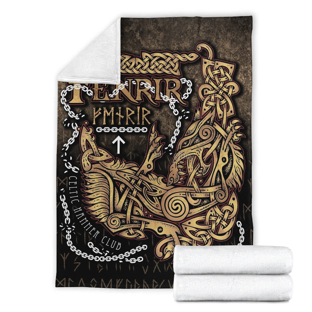 Viking Blanket Fenrir Ragnarok Viking Monster Wolf Sherpa Fleece Blanket Gifts for Viking Lovers