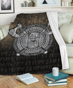 Viking Blanket Fenrir Viking Shield Sherpa Fleece Blanket Gifts for Viking Lovers