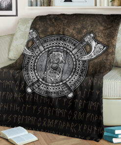 Viking Blanket Fenrir Viking Shield Sherpa Fleece Blanket Gifts for Viking Lovers