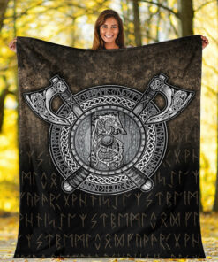 Viking Blanket Fenrir Viking Shield Sherpa Fleece Blanket Gifts for Viking Lovers