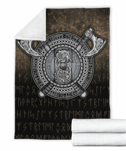 Viking Blanket Fenrir Viking Shield Sherpa Fleece Blanket Gifts for Viking Lovers