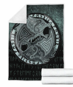 Viking Blanket Fenrir the Wolf Sherpa Fleece Blanket Gifts for Viking Lovers