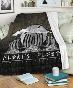 Viking Blanket Floki's Fleet Sherpa Fleece Blanket Gifts for Viking Lovers