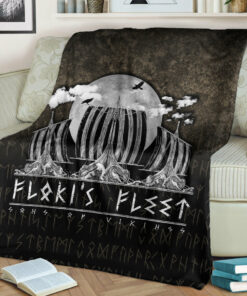 Viking Blanket Floki's Fleet Sherpa Fleece Blanket Gifts for Viking Lovers