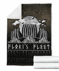 Viking Blanket Floki's Fleet Sherpa Fleece Blanket Gifts for Viking Lovers
