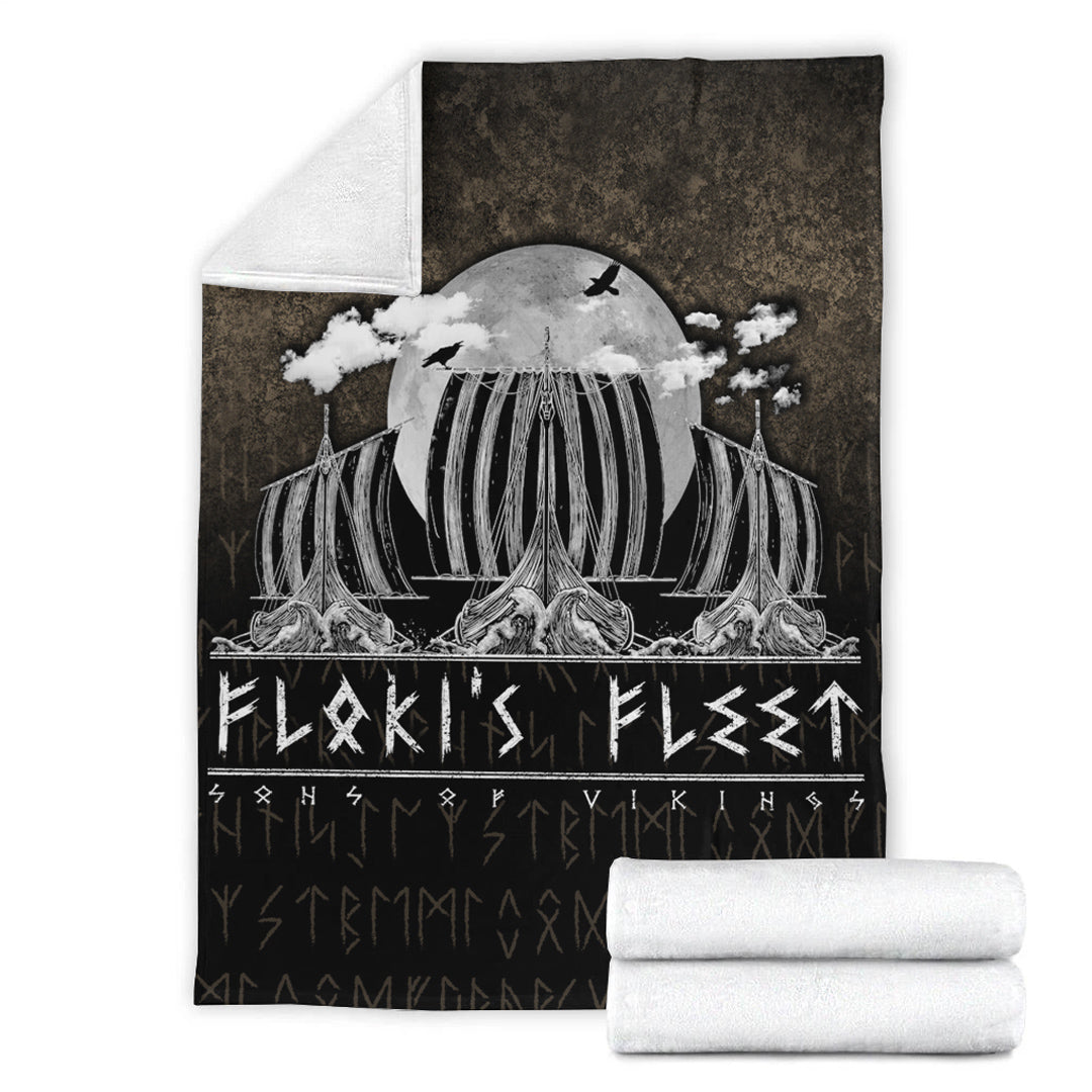Viking Blanket Floki's Fleet Sherpa Fleece Blanket Gifts for Viking Lovers