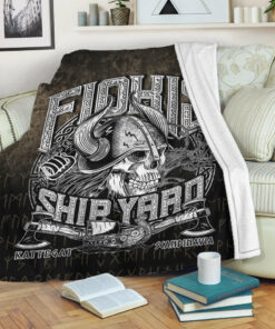 Viking Blanket Flokis Ship Yard Sherpa Fleece Blanket Gifts for Viking Lovers