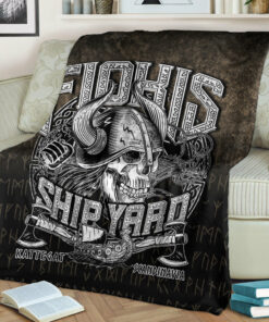 Viking Blanket Flokis Ship Yard Sherpa Fleece Blanket Gifts for Viking Lovers