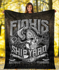 Viking Blanket Flokis Ship Yard Sherpa Fleece Blanket Gifts for Viking Lovers