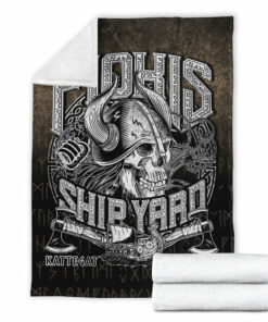 Viking Blanket Flokis Ship Yard Sherpa Fleece Blanket Gifts for Viking Lovers
