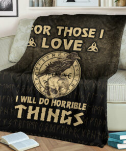 Viking Blanket For Those I Love I Will Do Horrible Things Sherpa Fleece Blanket Gifts for Viking Lovers