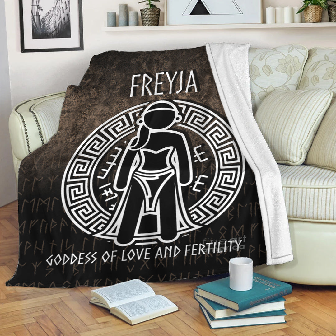 Viking Blanket Freyja the Goddess of Love and Fertility Sherpa Fleece Blanket Gifts for Viking Lovers