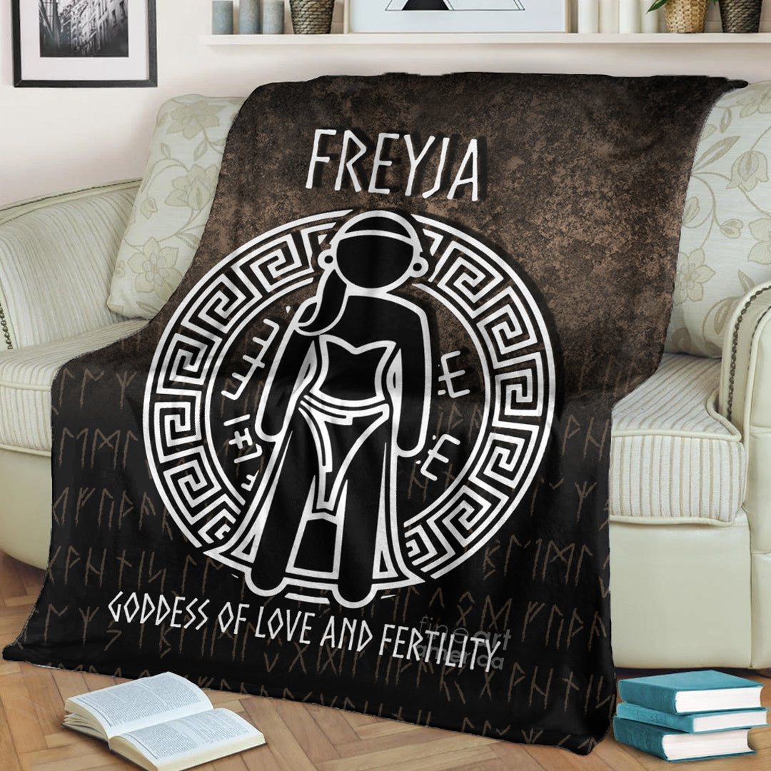 Viking Blanket Freyja the Goddess of Love and Fertility Sherpa Fleece Blanket Gifts for Viking Lovers