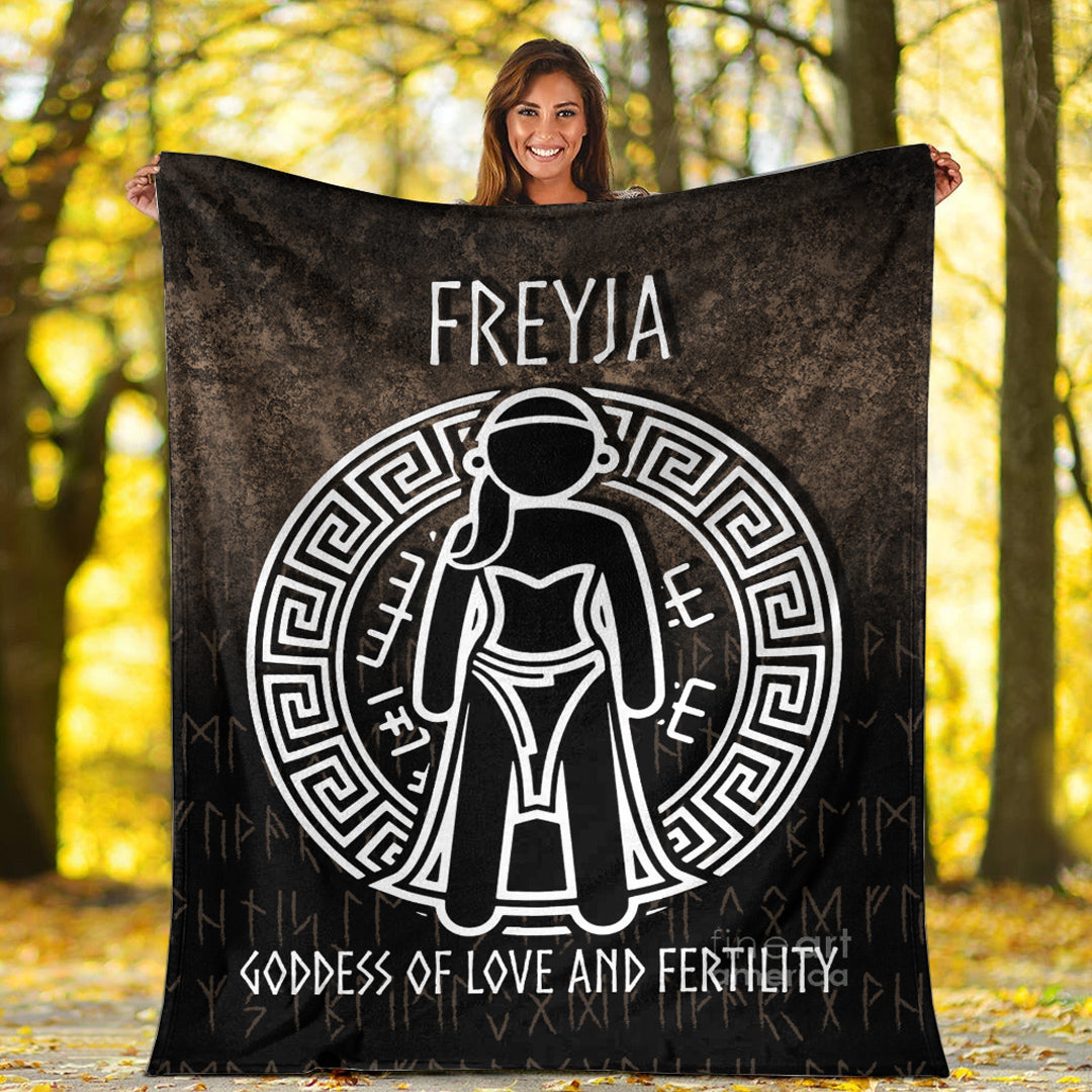 Viking Blanket Freyja the Goddess of Love and Fertility Sherpa Fleece Blanket Gifts for Viking Lovers