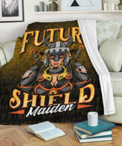 Viking Blanket Future Shield Maiden Sherpa Fleece Blanket Gifts for Viking Lovers
