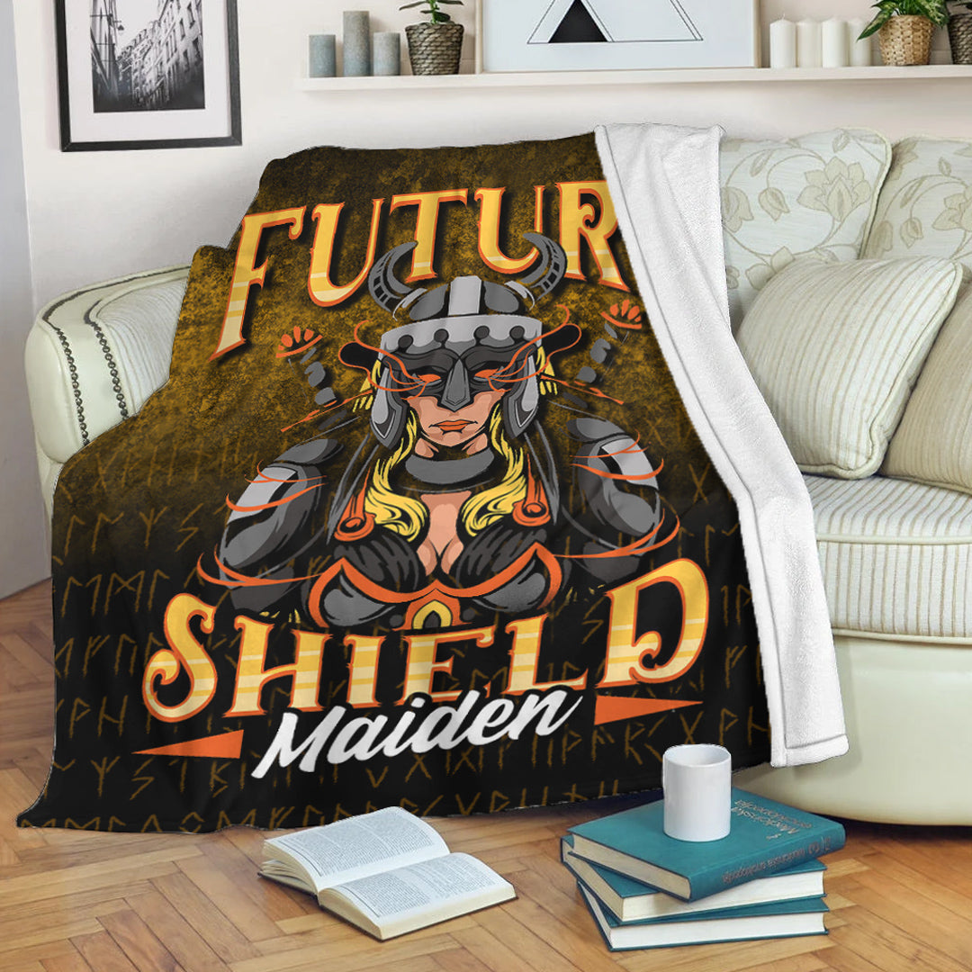 Viking Blanket Future Shield Maiden Sherpa Fleece Blanket Gifts for Viking Lovers