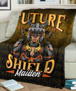 Viking Blanket Future Shield Maiden Sherpa Fleece Blanket Gifts for Viking Lovers