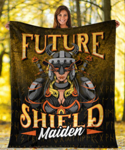 Viking Blanket Future Shield Maiden Sherpa Fleece Blanket Gifts for Viking Lovers