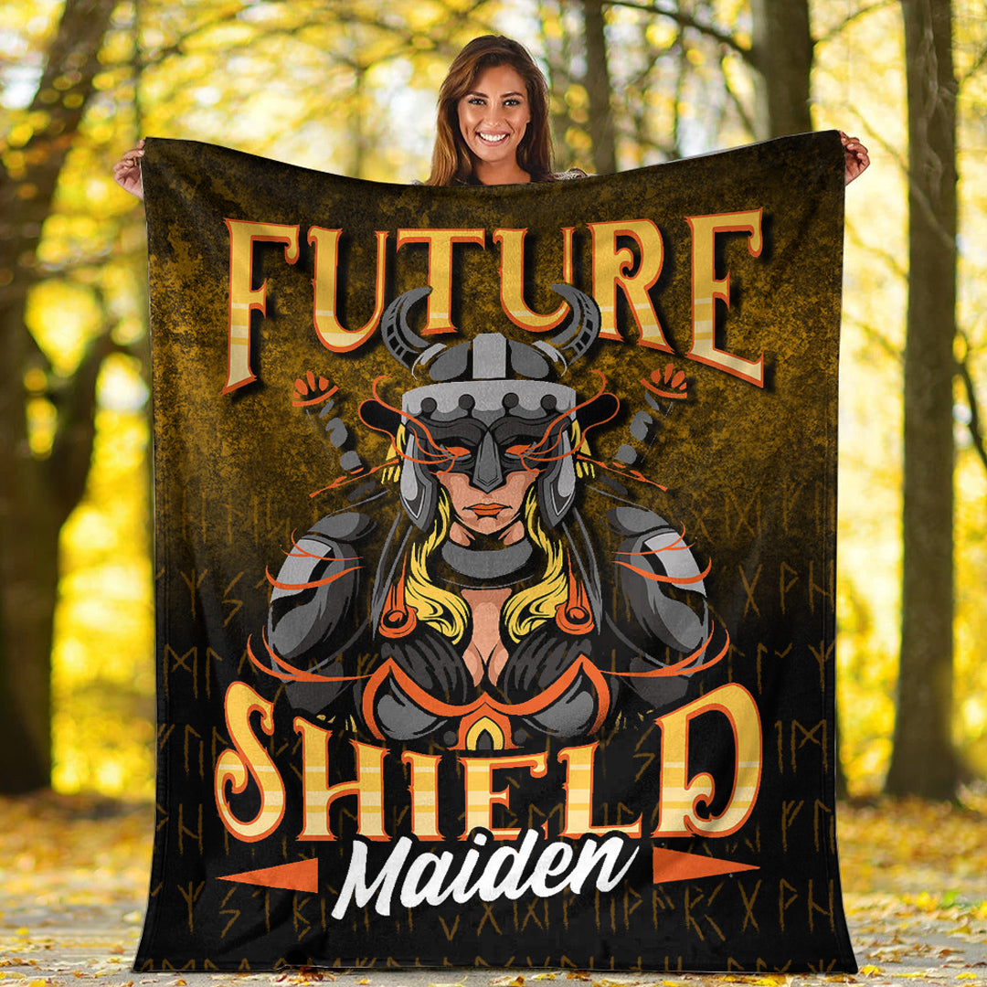 Viking Blanket Future Shield Maiden Sherpa Fleece Blanket Gifts for Viking Lovers